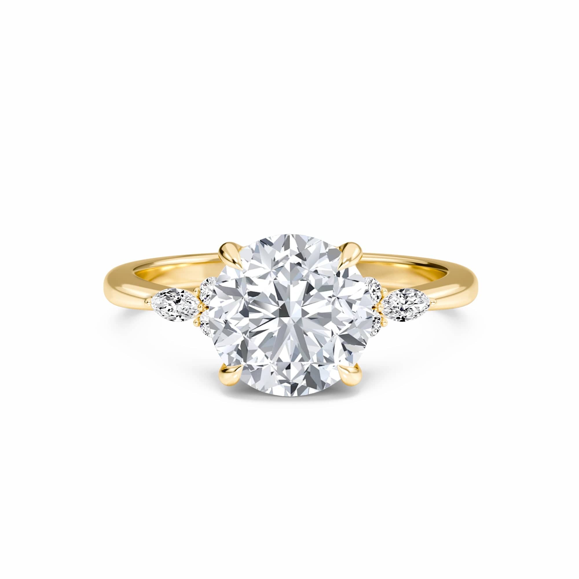 Round Cluster Side Certified Lab Diamond Engagement Ring - Lacey