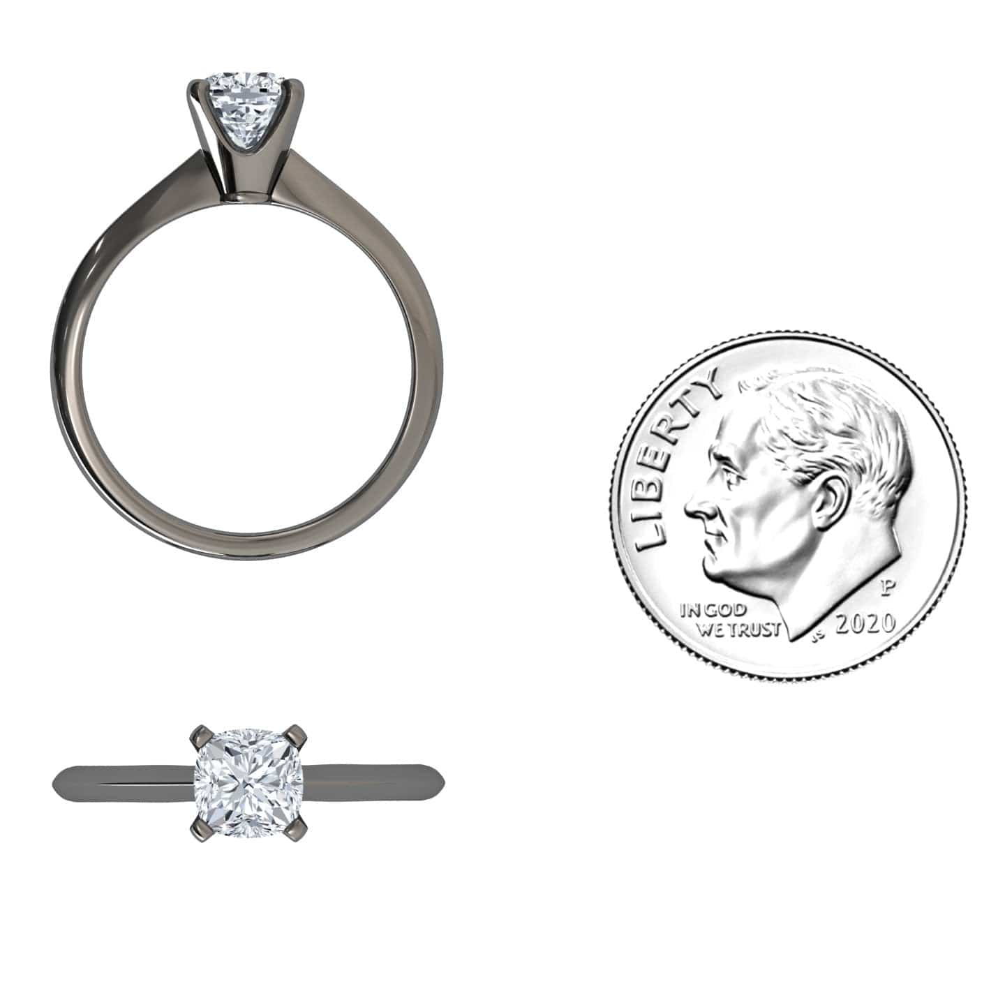 White Diamond Knife Edge Shank Solitaire Engagement Ring - Jocelyn