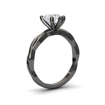 White Diamond Twisted Shank Solitaire Engagement Ring - Yanlin