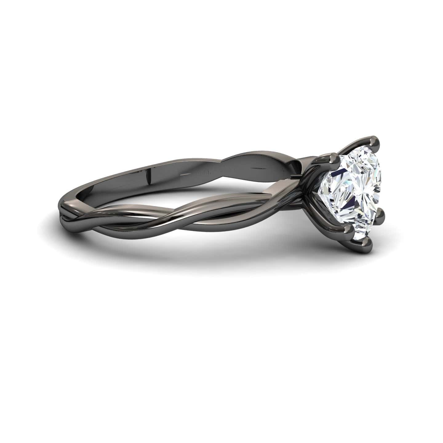 White Diamond Twisted Shank Solitaire Engagement Ring - Yanlin