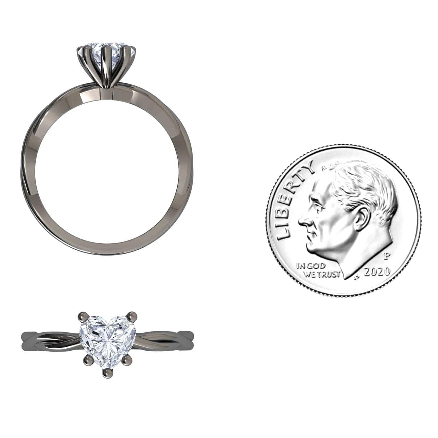 White Diamond Twisted Shank Solitaire Engagement Ring - Yanlin