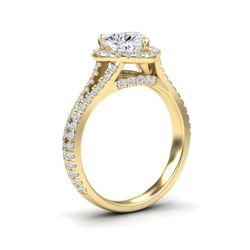 White Diamond Split Pave Shank Halo Engagement Ring - Zelin