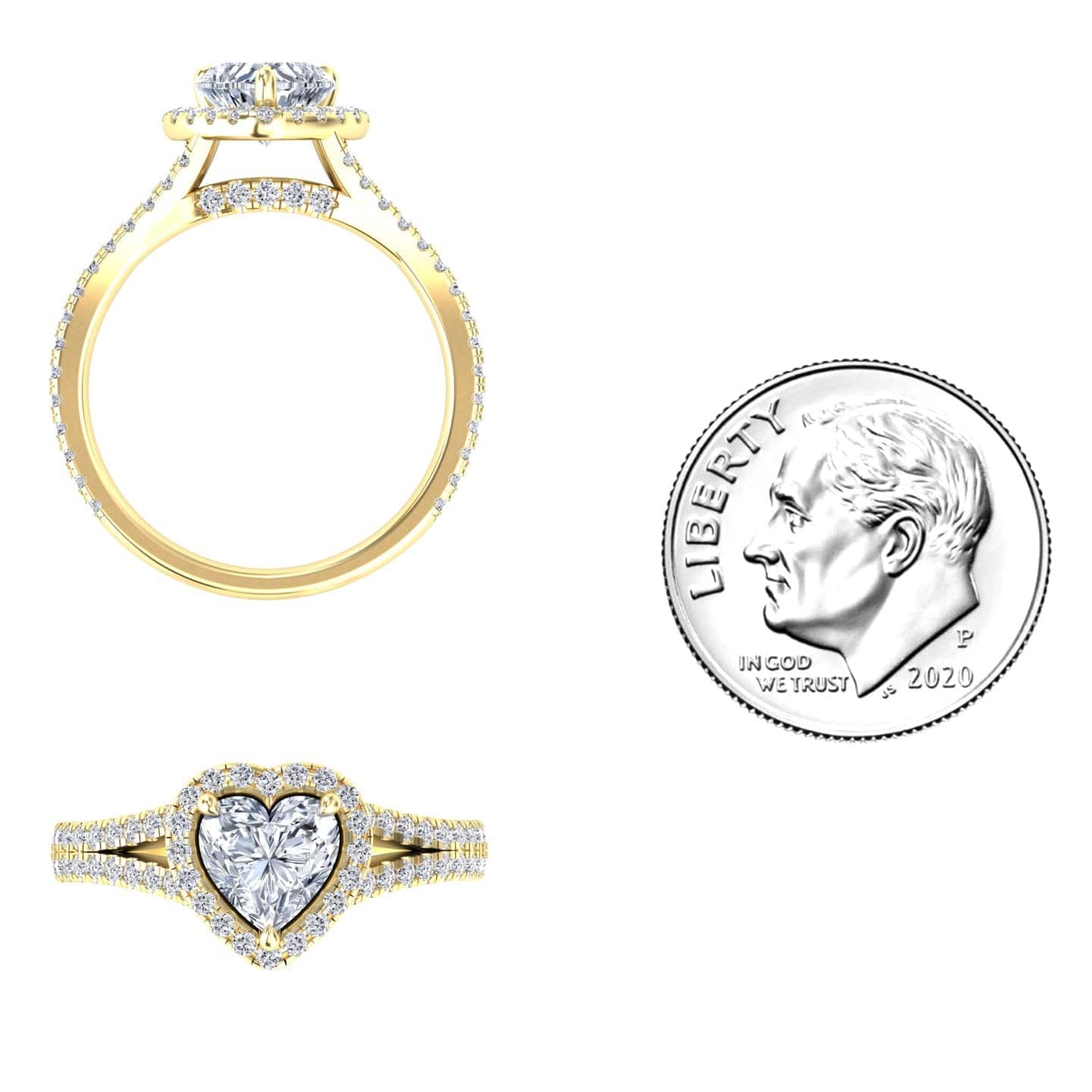 White Diamond Split Pave Shank Halo Engagement Ring - Zelin