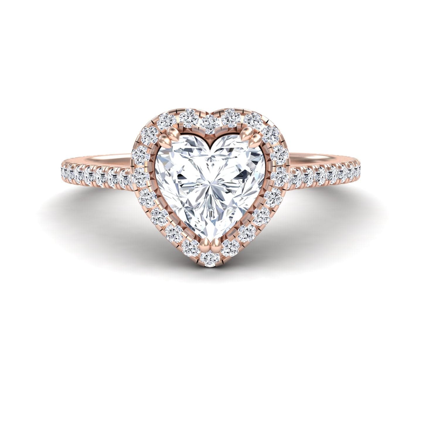 White Diamond Pave Set Halo Engagement Ring - Yulan