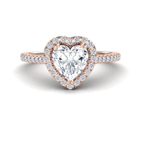 White Diamond Pave Set Halo Engagement Ring - Yulan