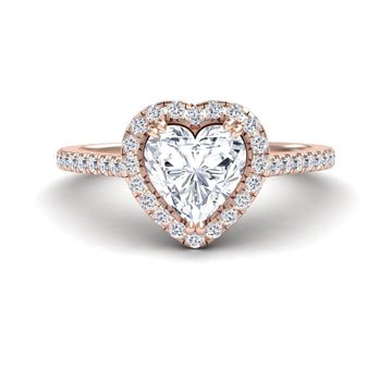 White Diamond Pave Set Halo Engagement Ring - Yulan