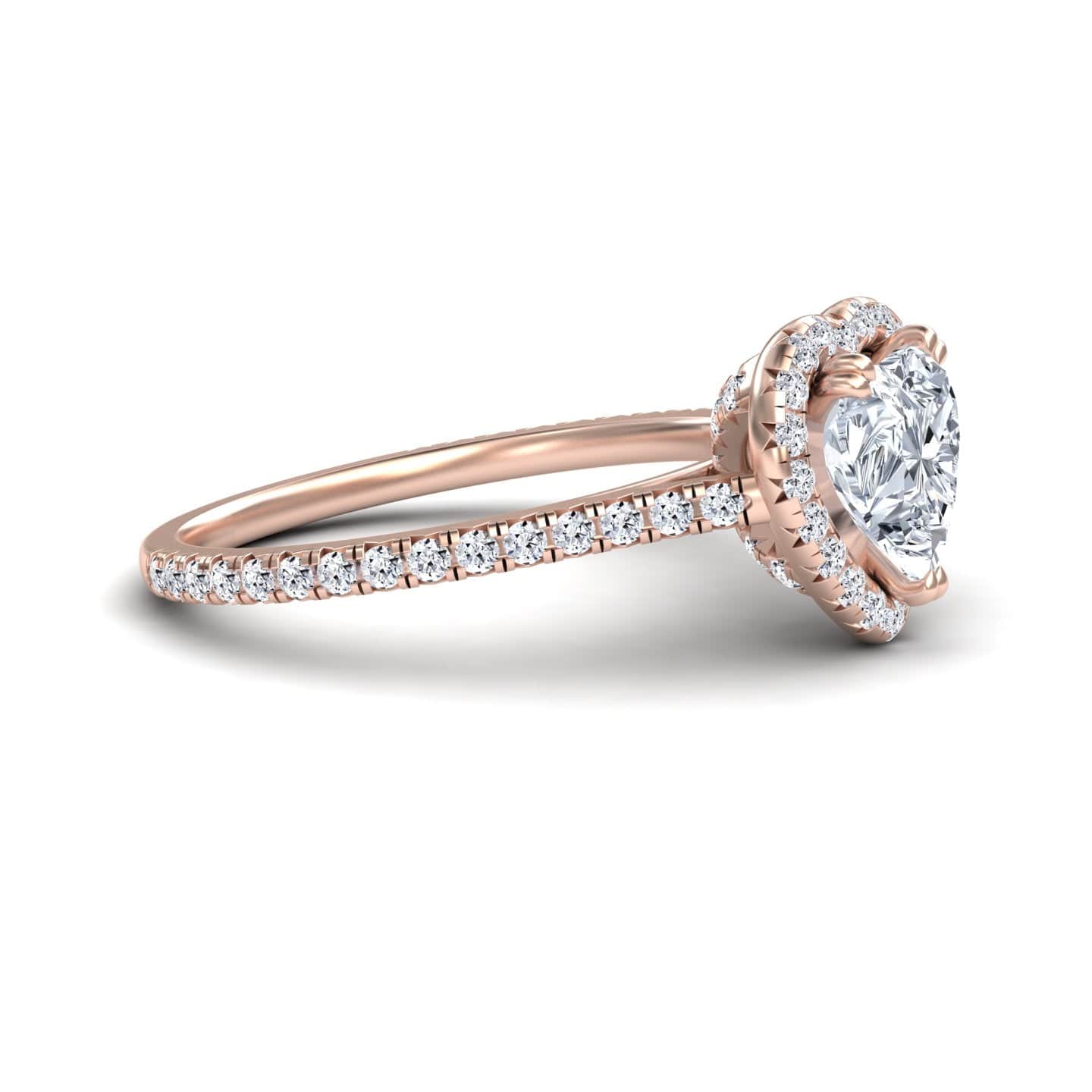 White Diamond Pave Set Halo Engagement Ring - Yulan