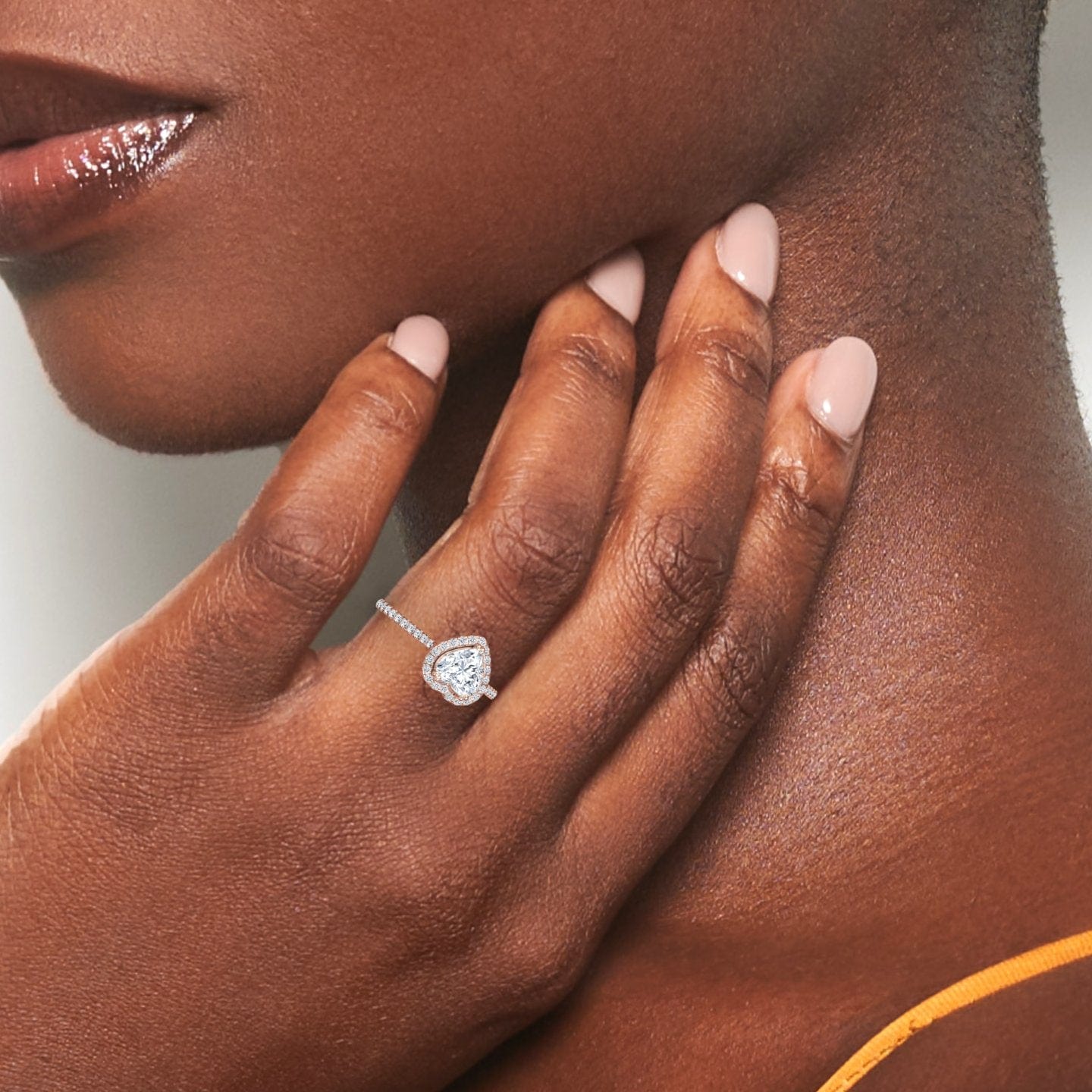 White Diamond Pave Set Halo Engagement Ring - Yulan