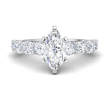 White Diamond Shared Prong Set Engagement Ring - Jayla