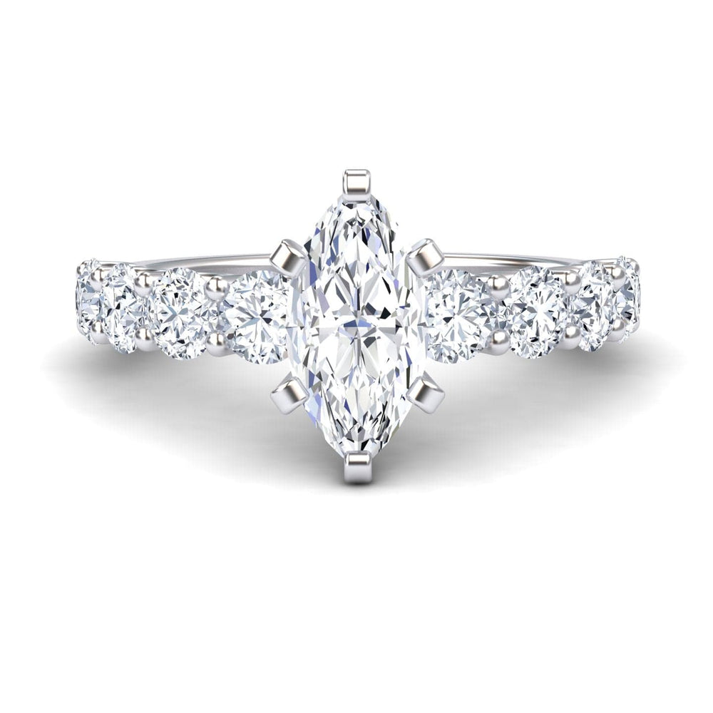 White diamond shared prong set engagement ring