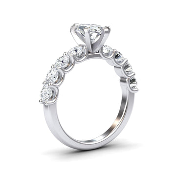 White Diamond Shared Prong Set Engagement Ring - Jayla