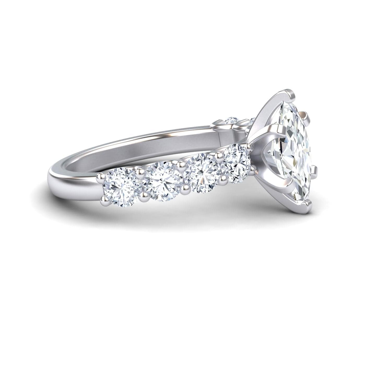 White Diamond Shared Prong Set Engagement Ring - Jayla