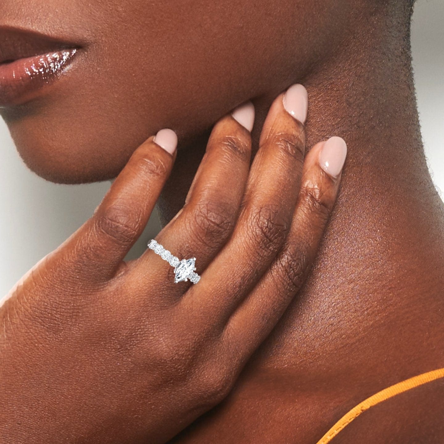 White Diamond Shared Prong Set Engagement Ring - Jayla