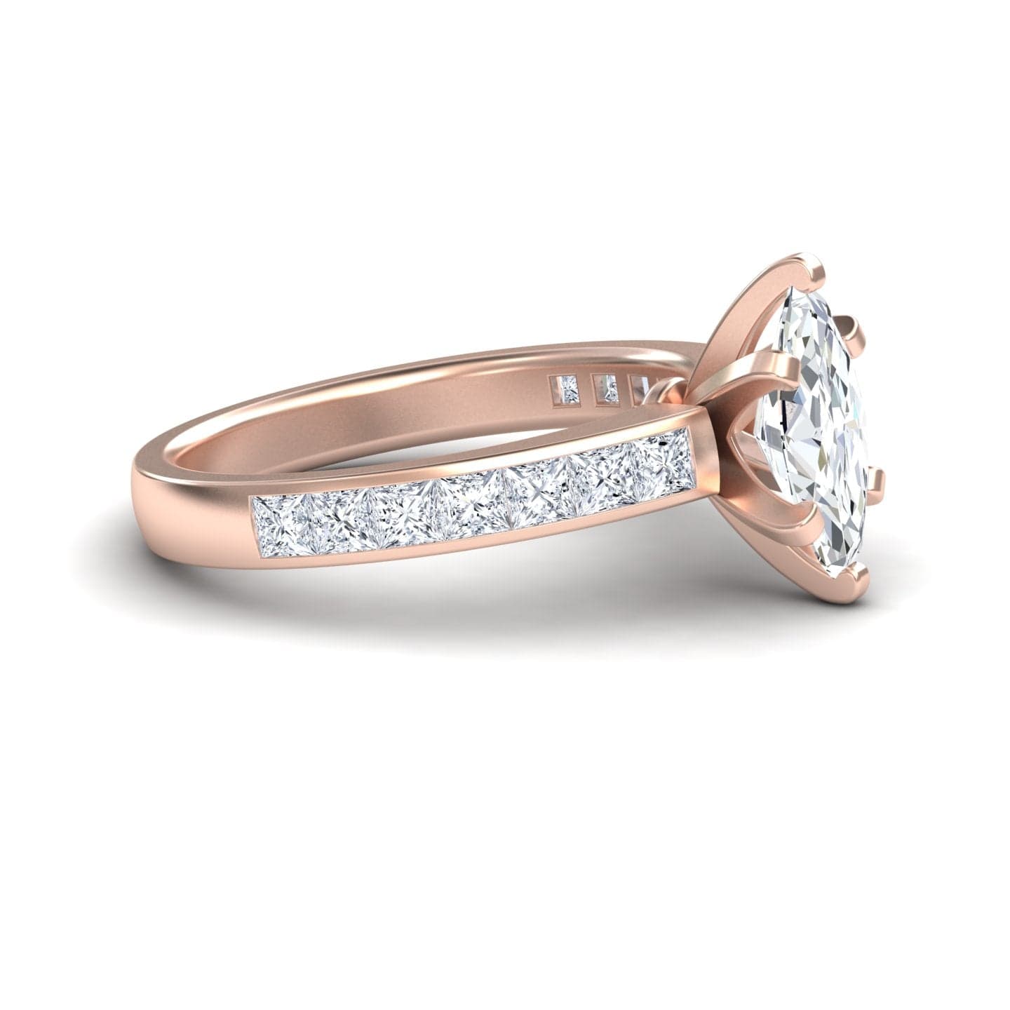 White Diamond Channel Set Engagement Ring - Yawen