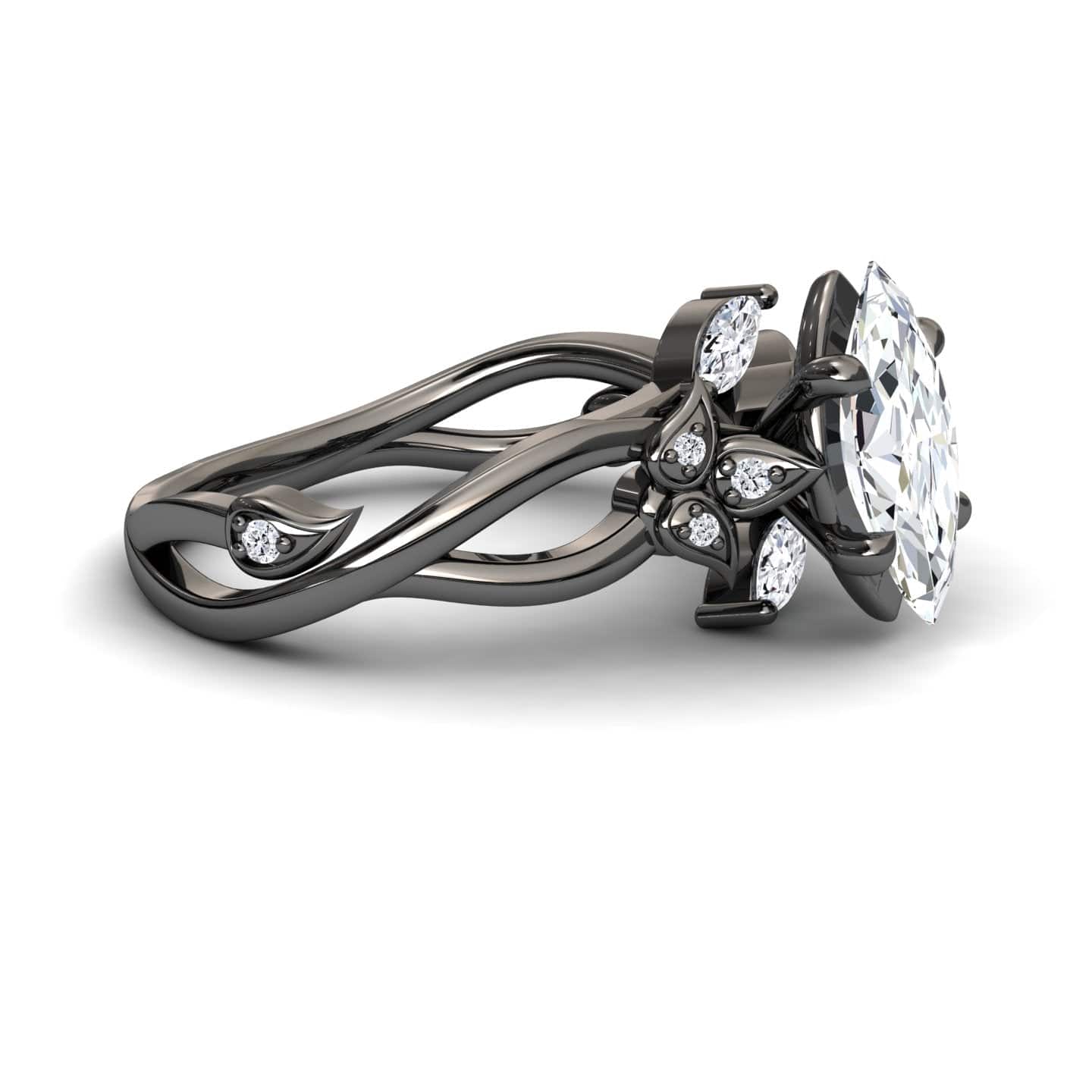 White Diamond Nature-Inspired Vine Engagement Ring - Zhongyi