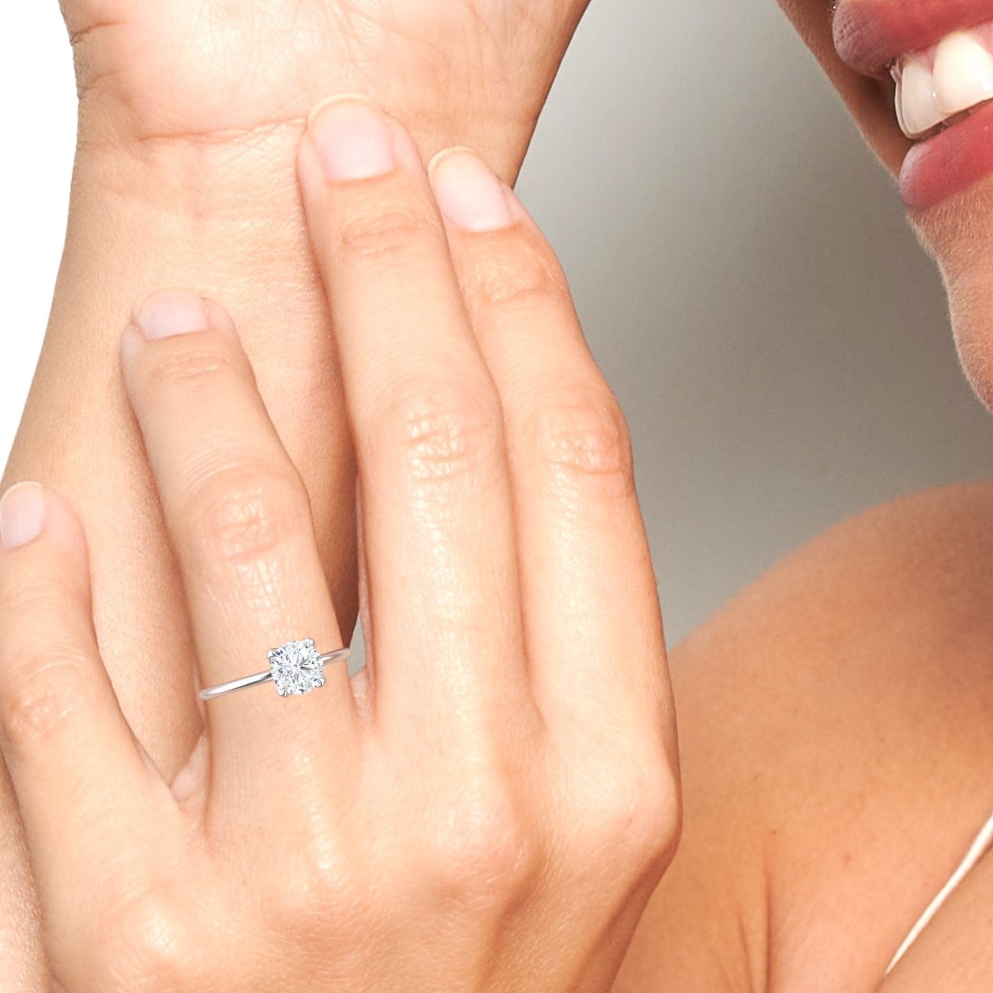 White Diamond Classic Solitaire Engagement Ring - McKenna