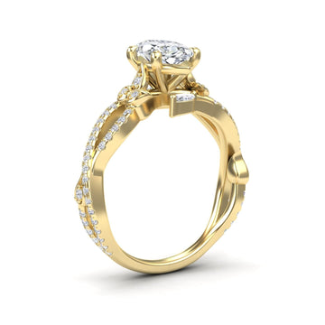 White Diamond Twisted Vine Pave Engagement Ring - Shan