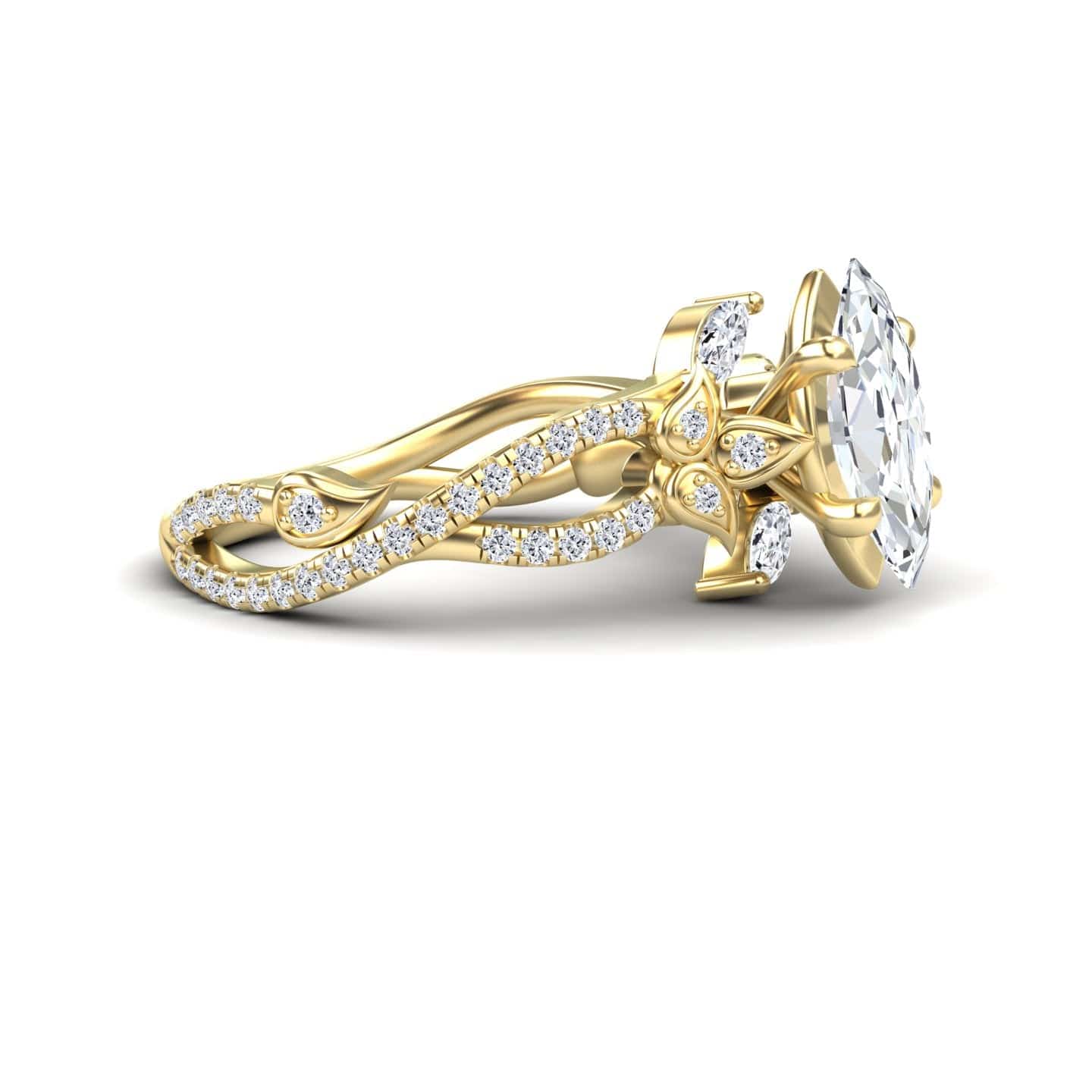 White Diamond Twisted Vine Pave Engagement Ring - Shan