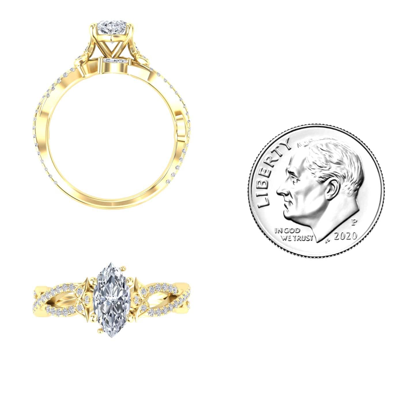 White Diamond Twisted Vine Pave Engagement Ring - Shan