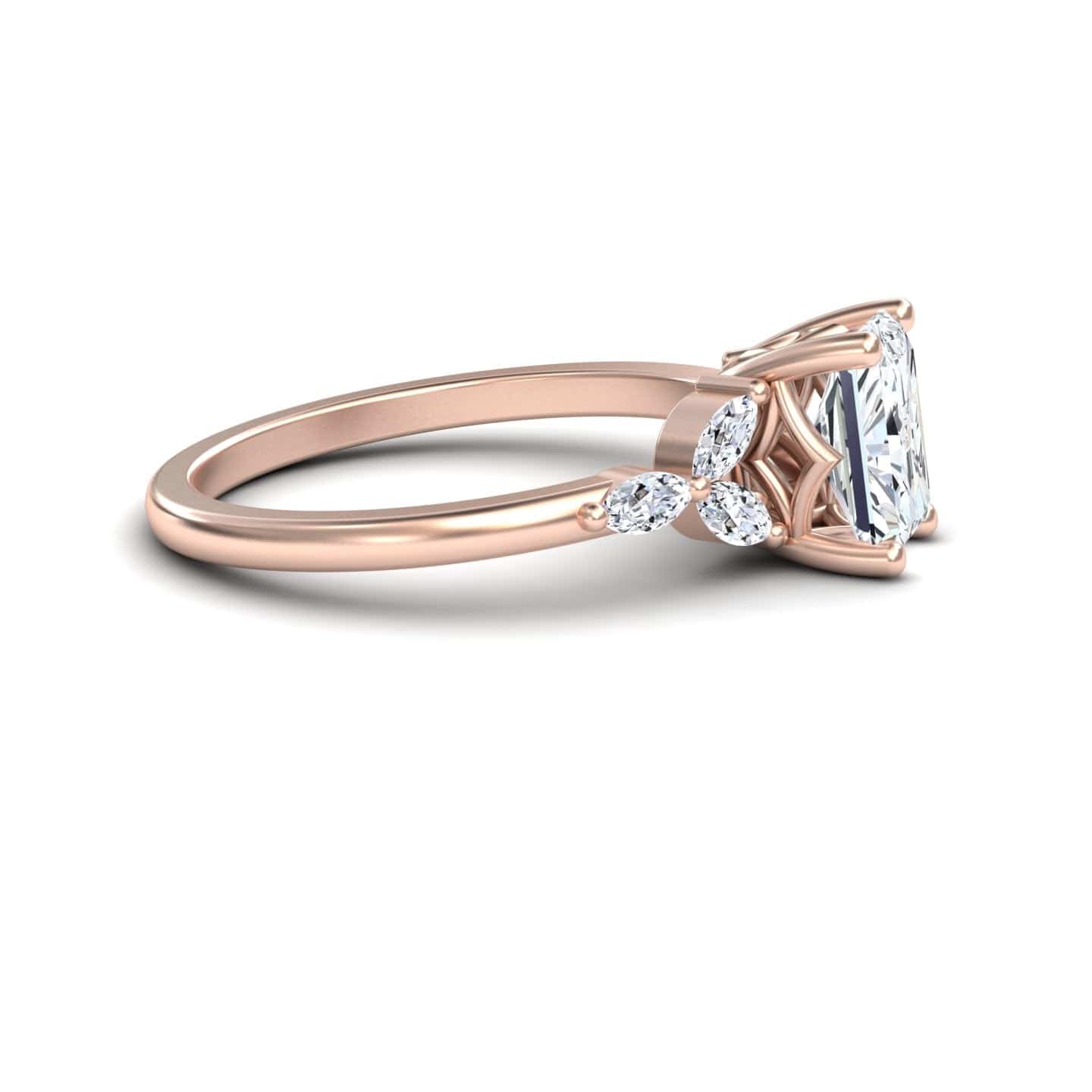 White Diamond Nature-Inspired Accented Engagement Ring - Alana