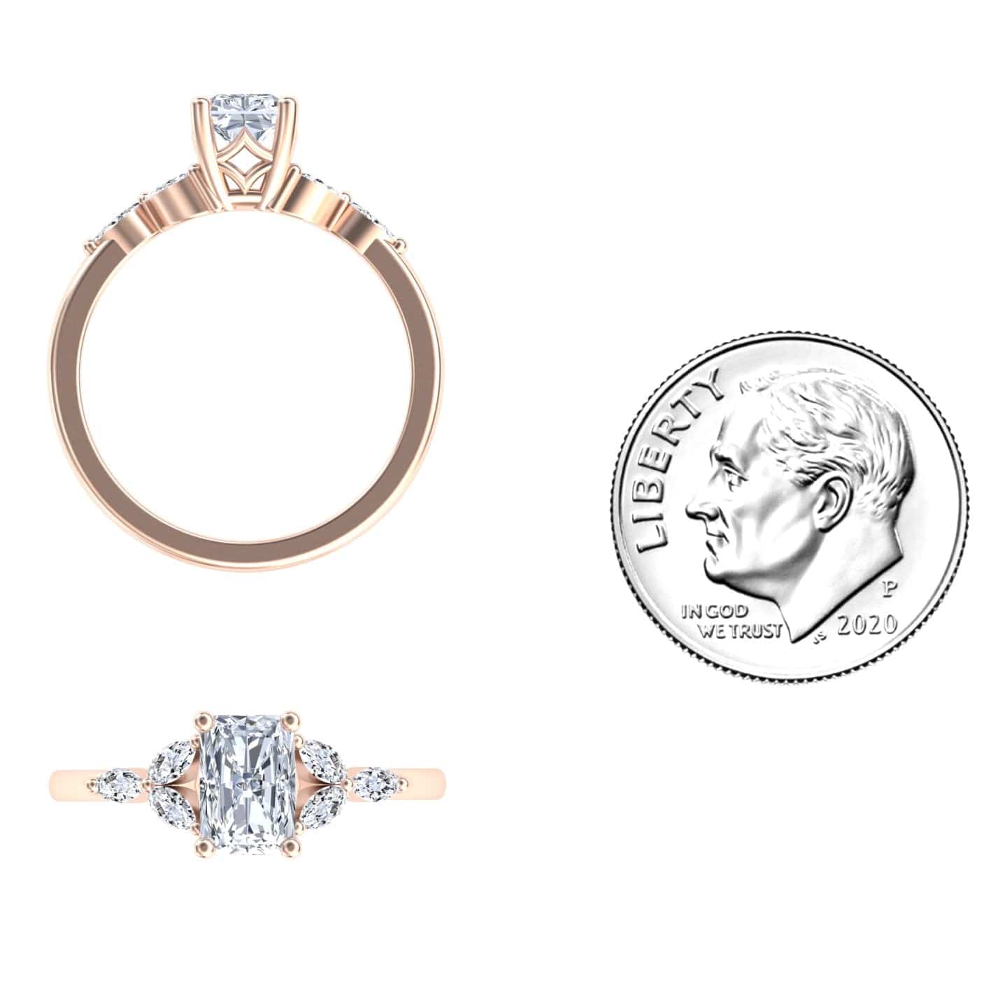 White Diamond Nature-Inspired Accented Engagement Ring - Alana