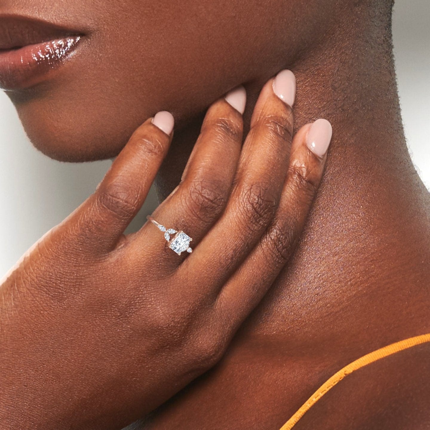White Diamond Nature-Inspired Accented Engagement Ring - Alana