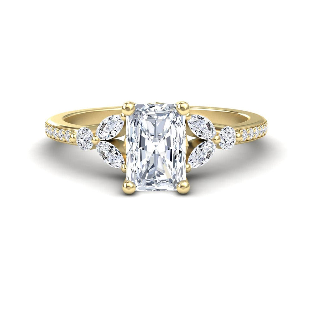 White diamond pave-set accented engagement ring