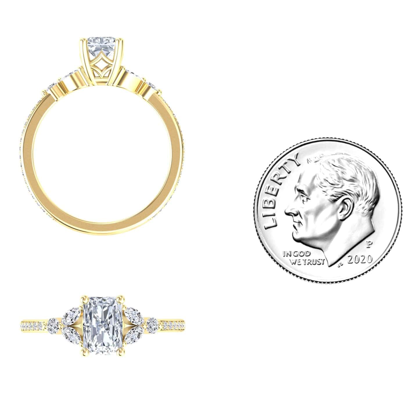 White Diamond Pave-Set Accented Engagement Ring - Wanyue