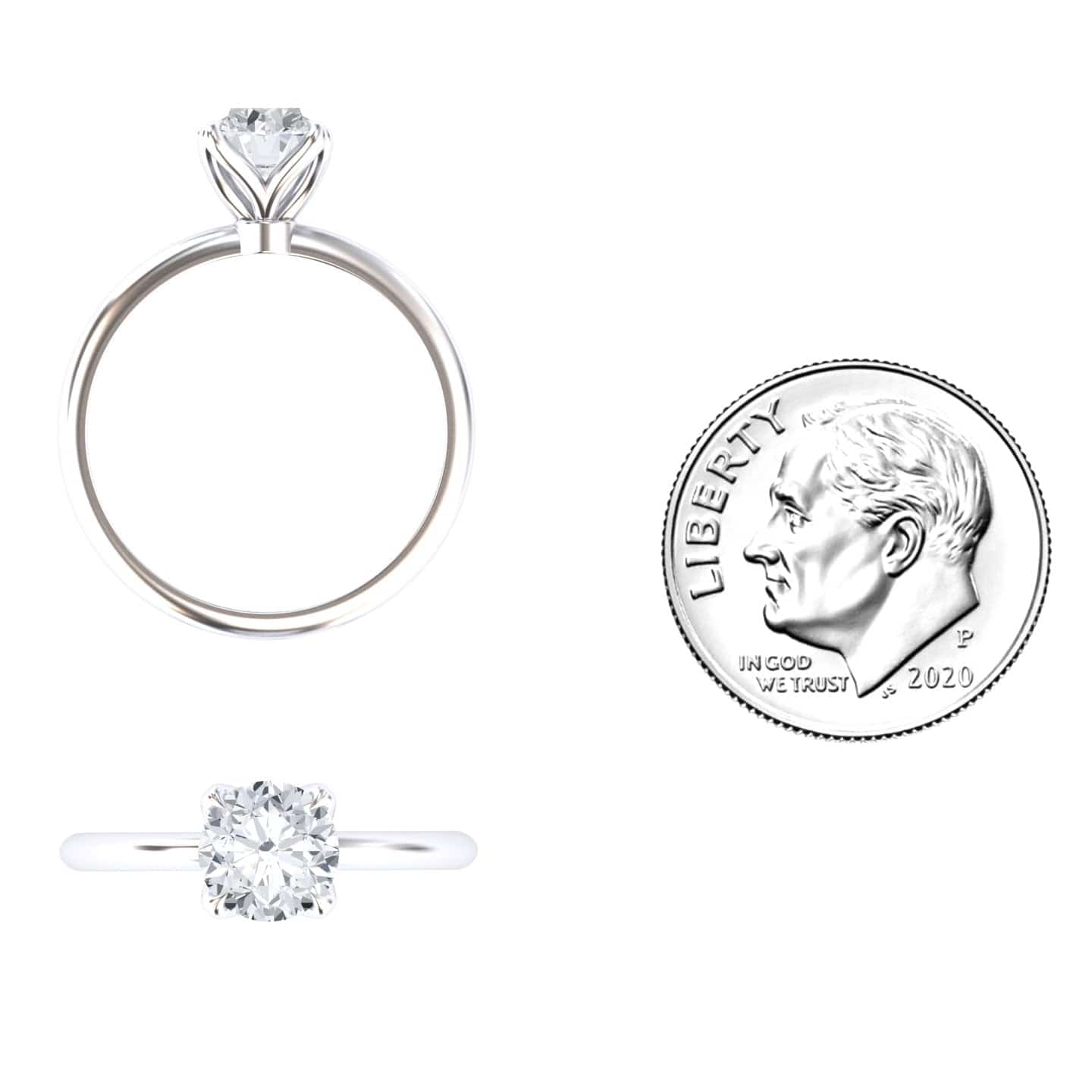 White Diamond Classic Solitaire Engagement Ring - Brielle