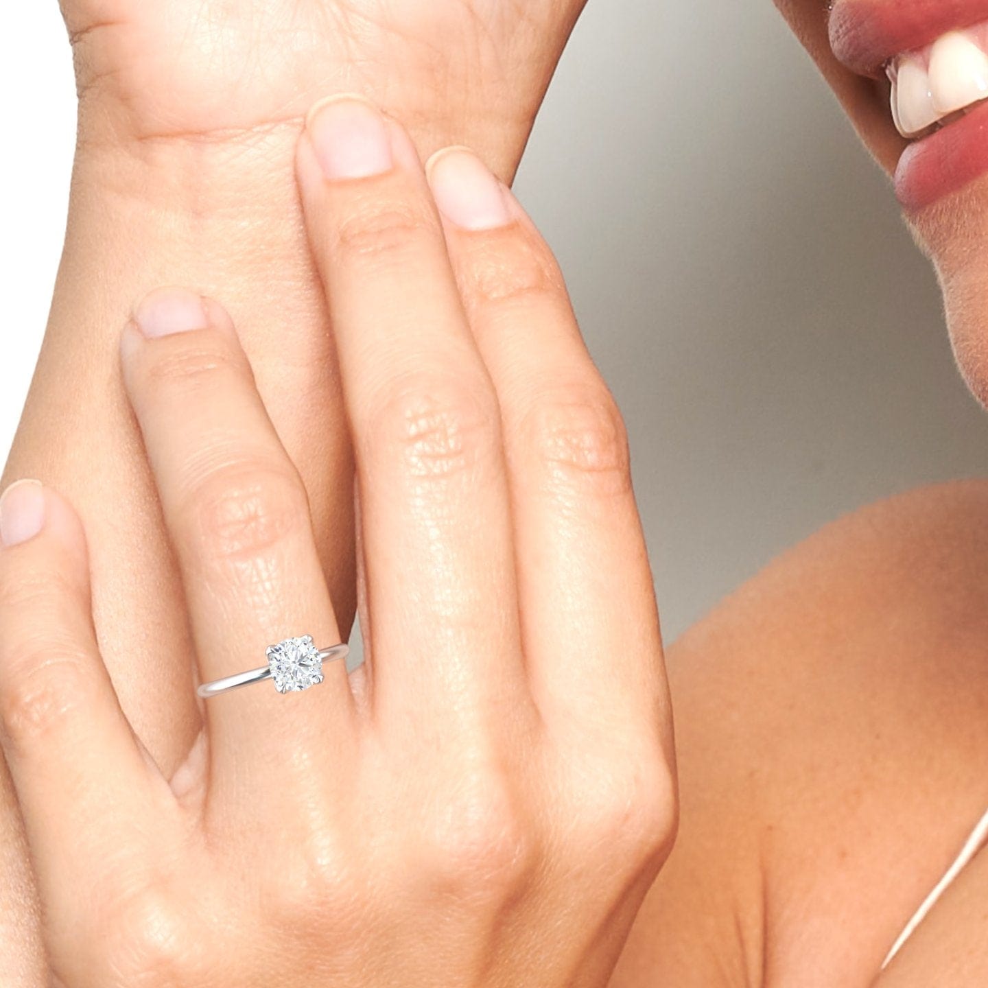 White Diamond Classic Solitaire Engagement Ring - Brielle