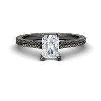 White Diamond Rope-Textured Shank Engagement Ring - Crystal