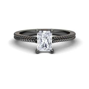 White Diamond Rope-Textured Shank Engagement Ring - Crystal