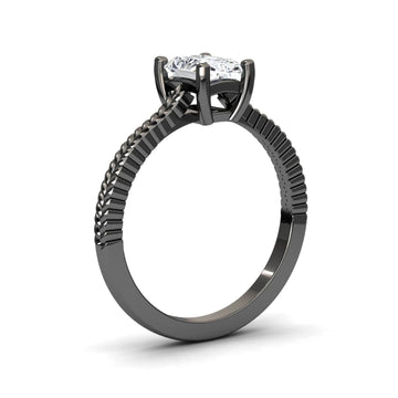 White Diamond Rope-Textured Shank Engagement Ring - Crystal