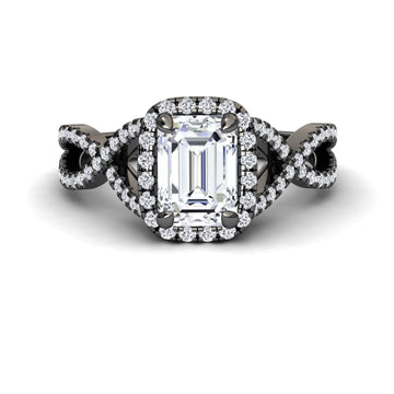 White Diamond Halo Twist Engagement Ring - Angelina