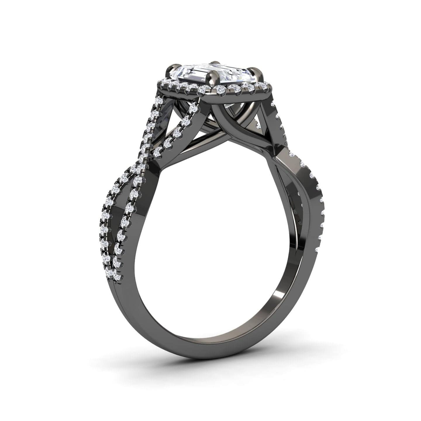 White Diamond Halo Twist Engagement Ring - Angelina