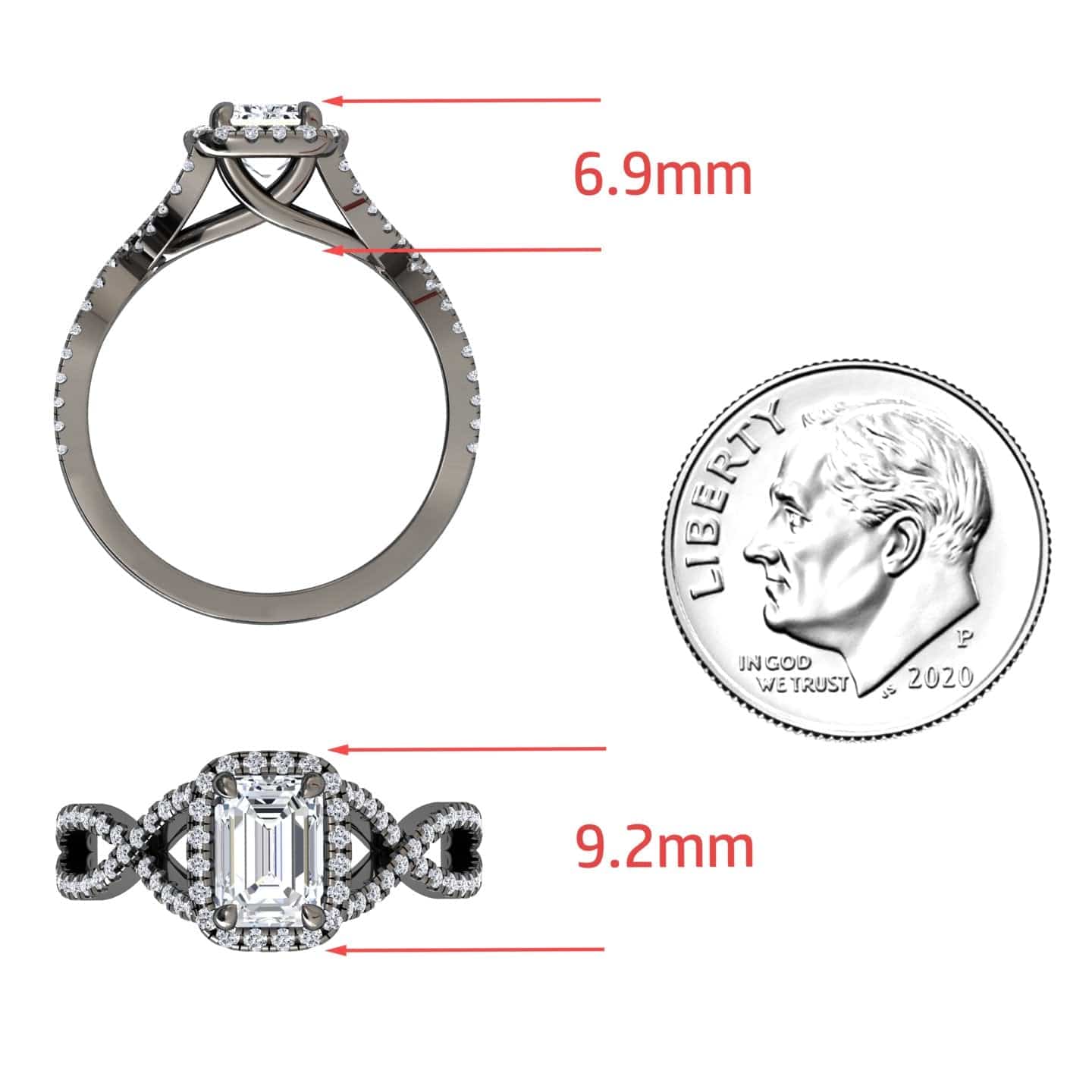 White Diamond Halo Twist Engagement Ring - Angelina