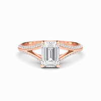 White Diamond Split Shank Pave Hidden Halo Engagement Ring - Hongmei