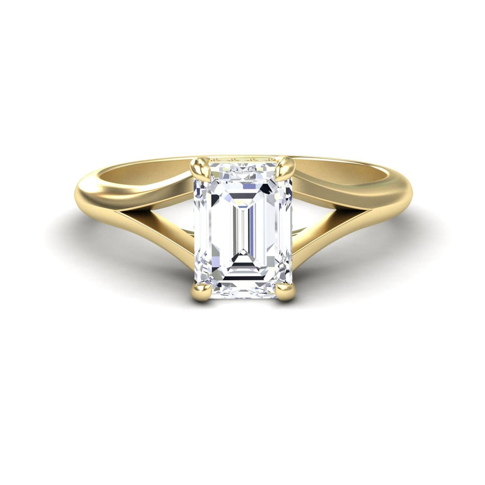 White Diamond Split Shank Hidden Halo Engagement Ring