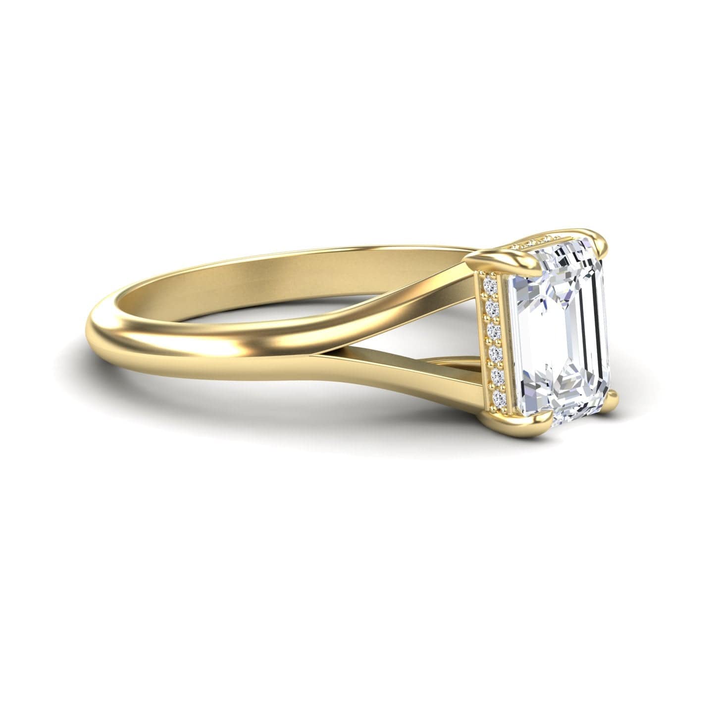White Diamond Split Shank Hidden Halo Engagement Ring - Bethany