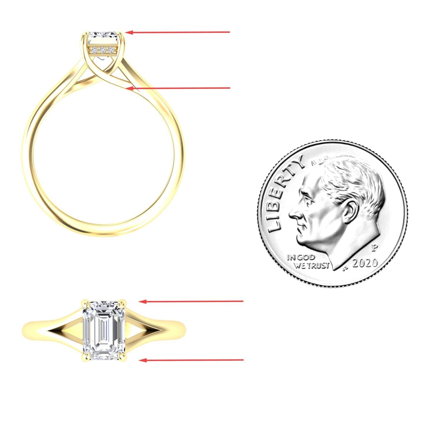 White Diamond Split Shank Hidden Halo Engagement Ring - Bethany