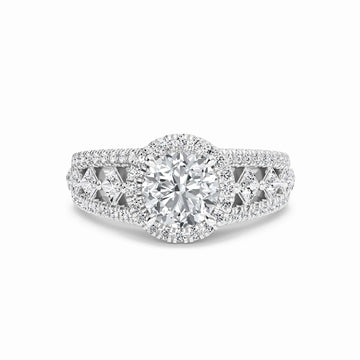 White Diamond Vintage Lattice Halo Engagement Ring - Kashvi