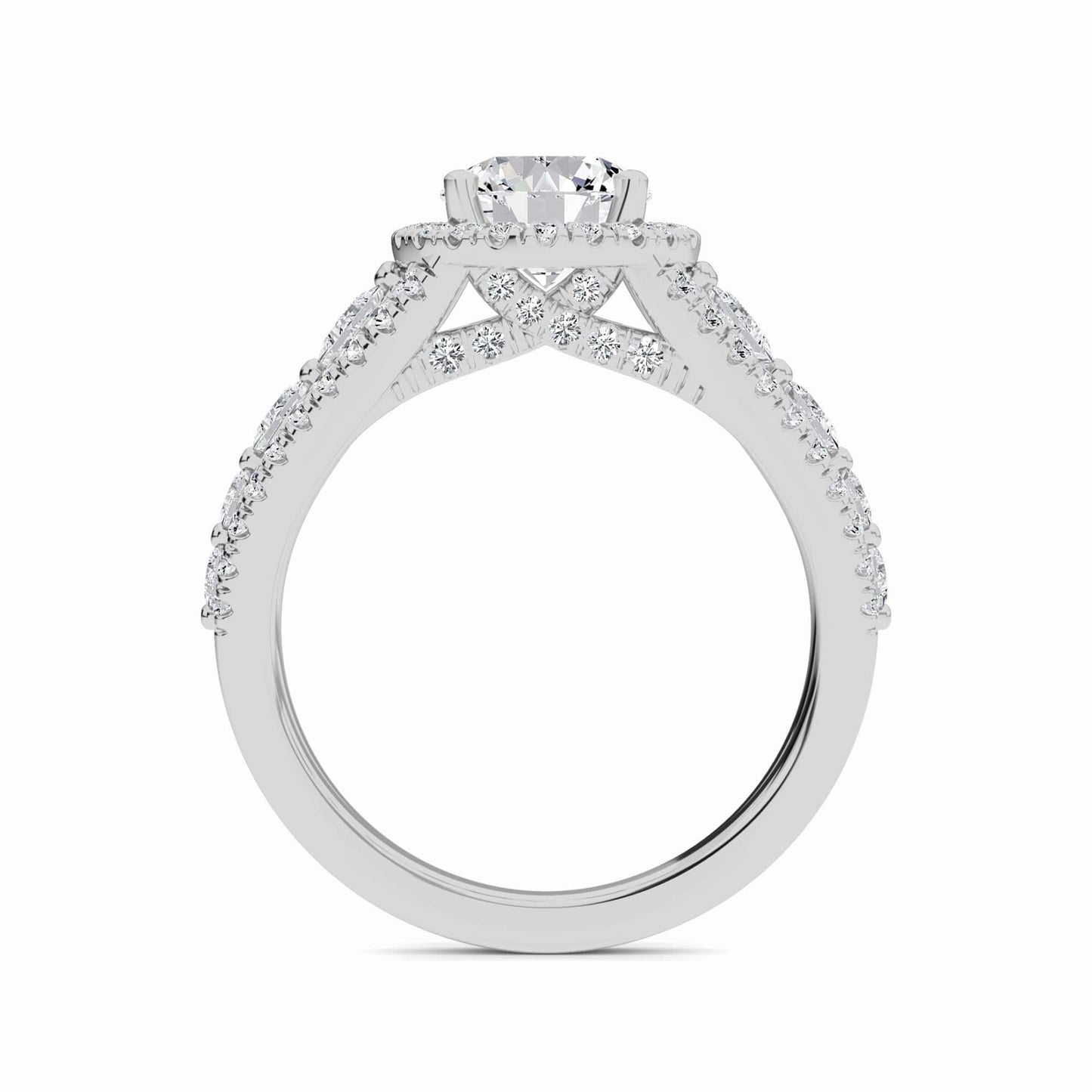 White Diamond Vintage Lattice Halo Engagement Ring - Kashvi