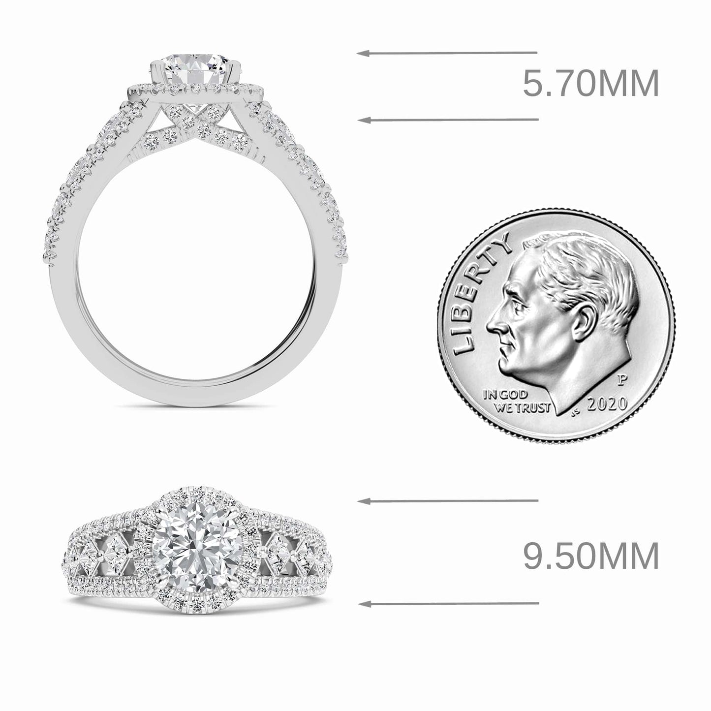 White Diamond Vintage Lattice Halo Engagement Ring - Kashvi