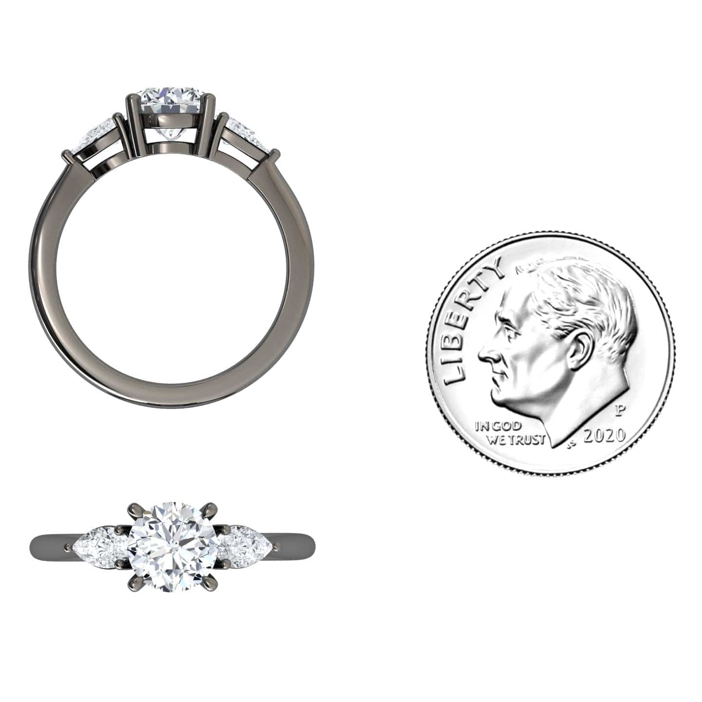 White Diamond Classic Three Stone Engagement Ring - Juniper