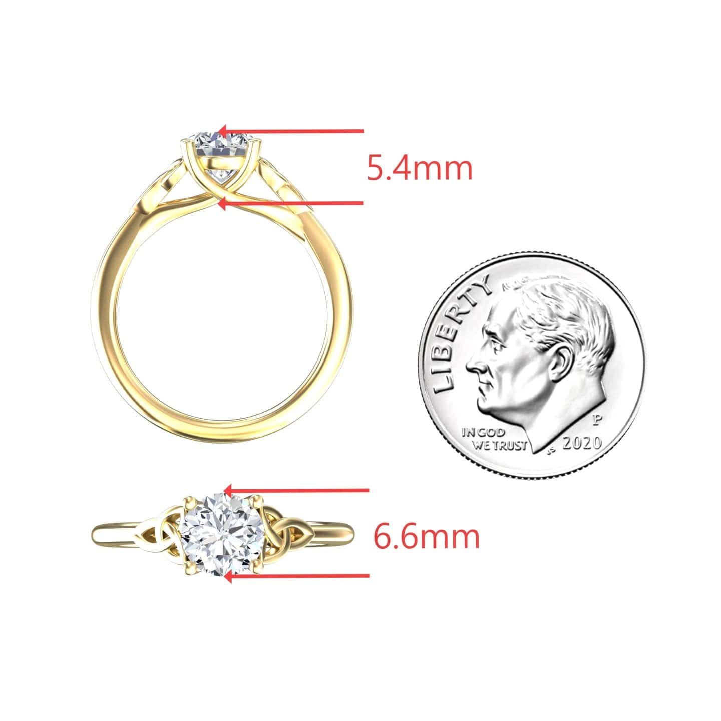 White Diamond Celtic Knot Solitaire Engagement Ring - Kelly