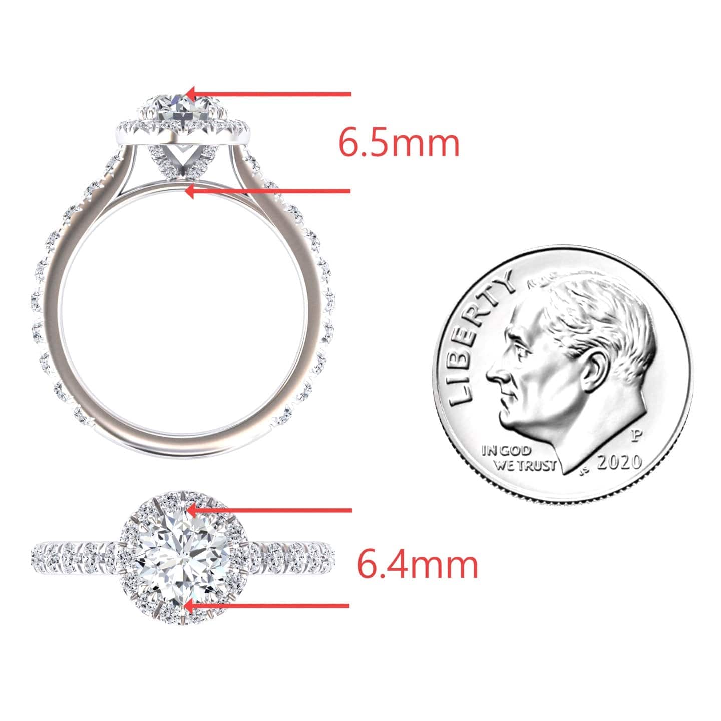 White Diamond Pave Halo Engagement Ring - Sonia