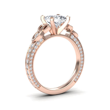 White Diamond Celtic Knot Pave Accented Engagement Ring - Robin