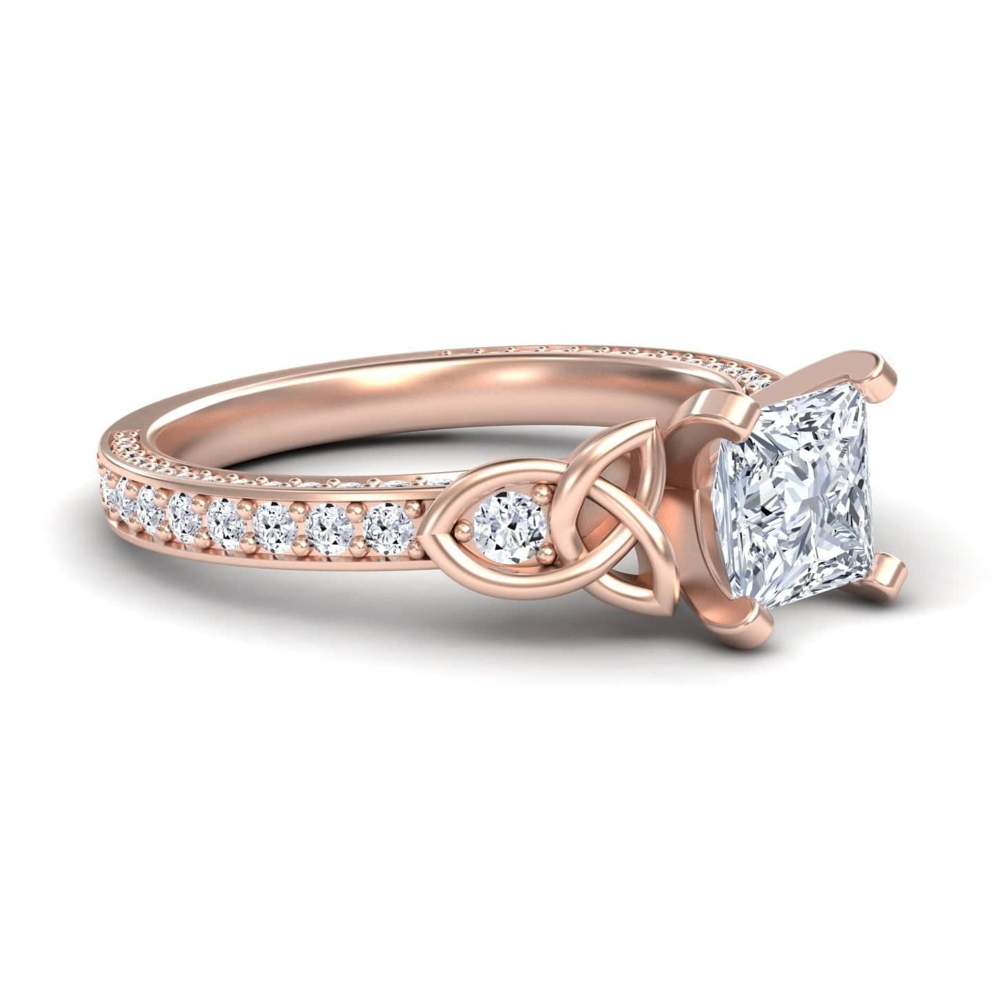 White Diamond Celtic Knot Pave Accented Engagement Ring - Robin