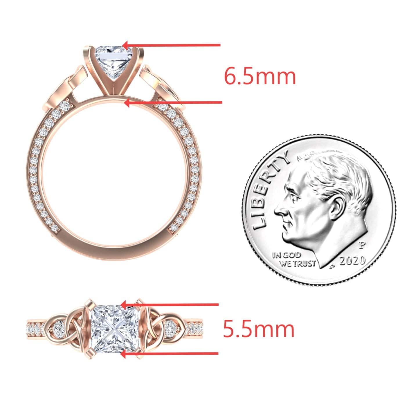 White Diamond Celtic Knot Pave Accented Engagement Ring - Robin