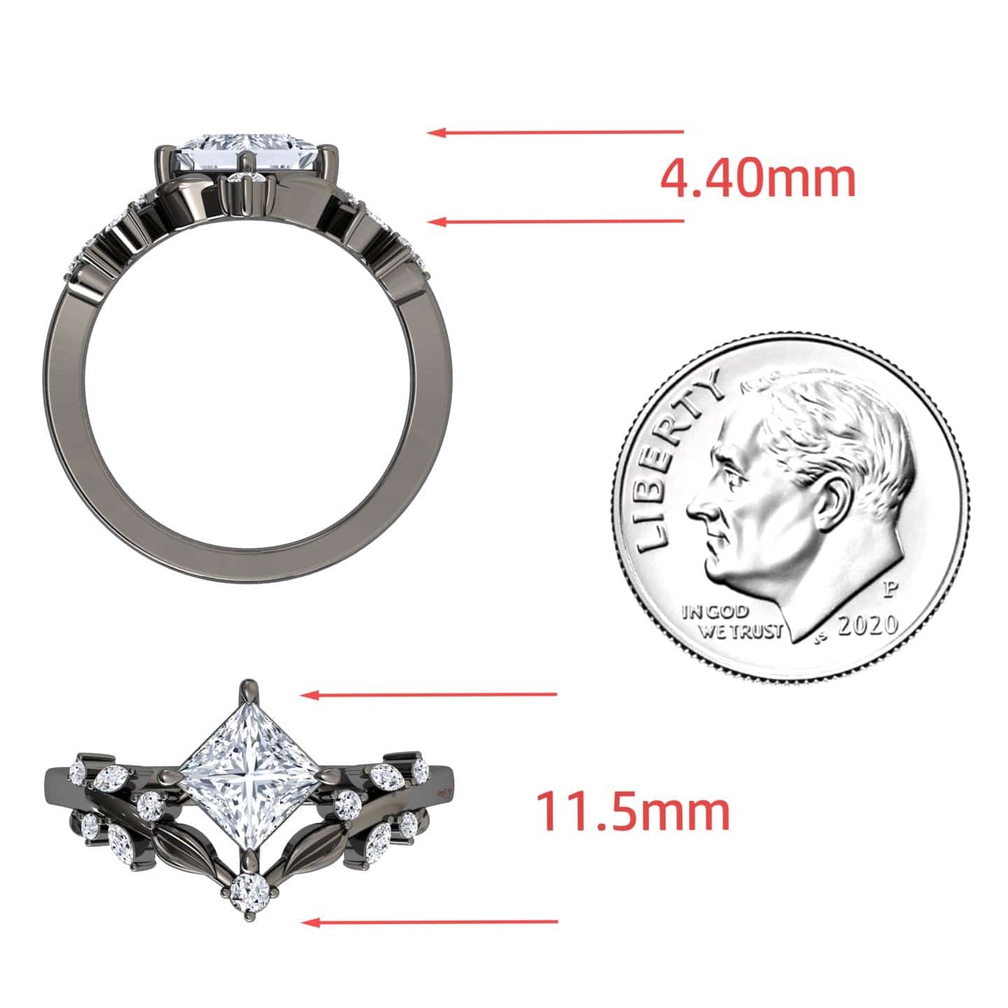 White Diamond Nature-Inspired Leaf & Vine Accented Engagement Ring - Pamela